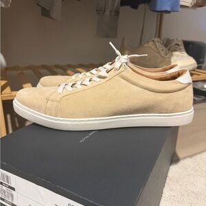 Allen Edmonds Beige Suede Low-Top Sneakers with White Sole